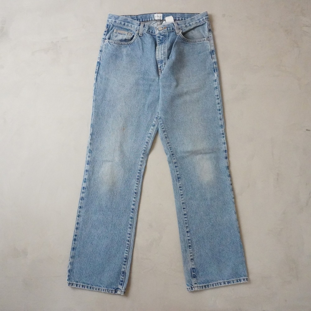 Vintage Calvin Klein Jeans 34 Mens 90s Light Wash Straight Leg Denim Mexico Made